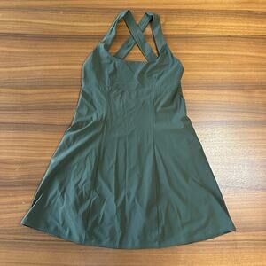 Outdoor Voices the Crossback Tennis Dress, Green, has shorts, Pickleball, Medium